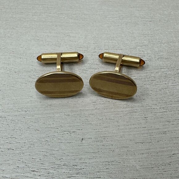 Vintage Men's KREMENTZ Gold Plated Oval Cuff Links - Picture 1 of 3
